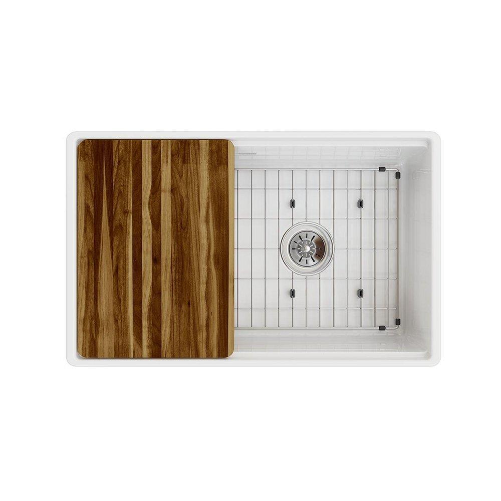 Elkay White 30 x 18-13/16 in. Fireclay Single Bowl Farmhouse Kitchen Sink 