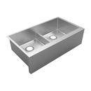 Elkay Polished Satin 35-7/8 x 20-1/4 in. Stainless Steel Double Bowl Farmhouse Kitchen Sink with Sound Dampening 