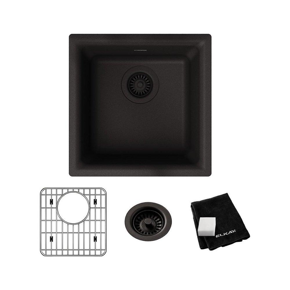 Elkay Black 15-3/4 x 15-3/4 in. Drop-in Quartz Bar Sink 