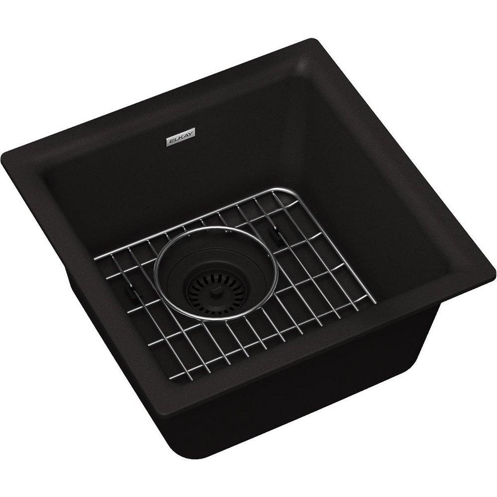 Elkay Black 15-3/4 x 15-3/4 in. Drop-in Quartz Bar Sink 
