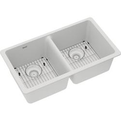 33 in. Undermount Composite Double Bowl Kitchen Sink in White