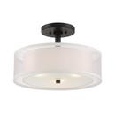 60W 3-Light Medium E-26 Vantage Semi-Flush Drum Ceiling Fixture with Translucent Silver & Off-White Linen Shades in Sand Coal