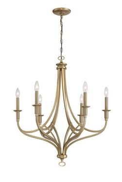 6-Light 28 in. Wide Chandelier in Brushed Honey Gold