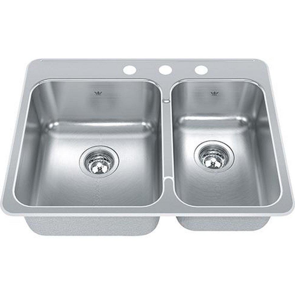 FHP Kindred 27-1/4 x 20-9/16 in. Stainless Steel Double Bowl Drop-in Kitchen Sink 