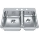 FHP Kindred 27-1/4 x 20-9/16 in. Stainless Steel Double Bowl Drop-in Kitchen Sink 