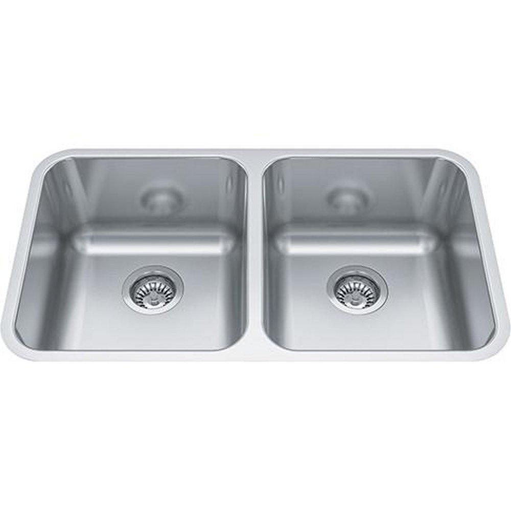 FHP Kindred 30-7/8 x 17-3/4 in. No-Hole Double Bowl Undermount Kitchen Sink 