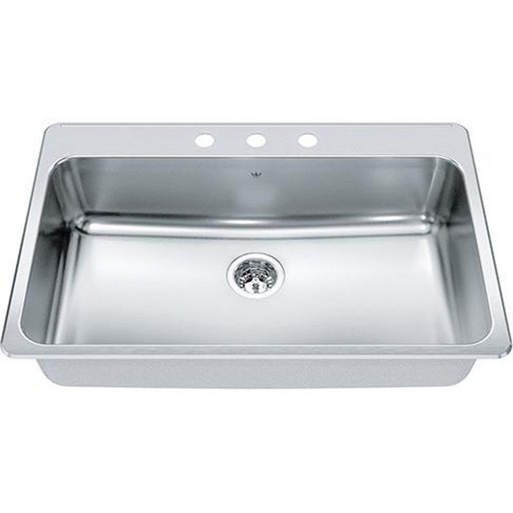 FHP Kindred Satin 33-3/8 x 22 in. Stainless Steel Single Bowl Drop-in Kitchen Sink in Satin 