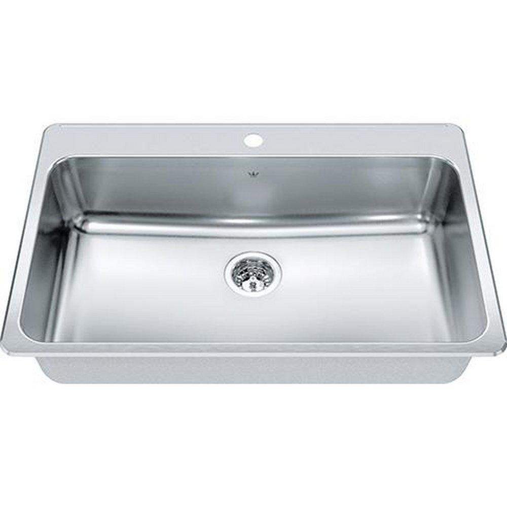 FHP Kindred Satin 33-3/8 x 22 in. Stainless Steel Single Bowl Drop-in Kitchen Sink in Satin 