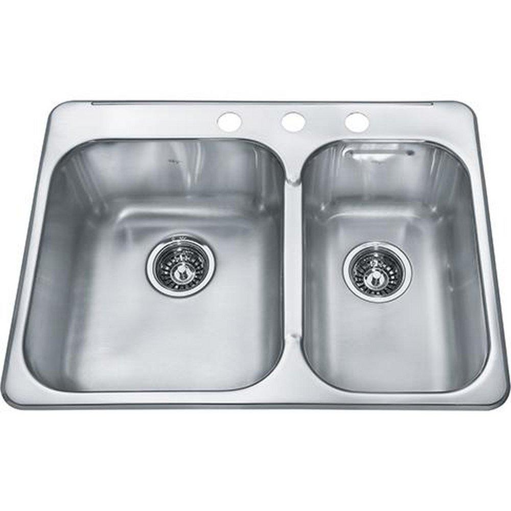 FHP Kindred 27-1/4 x 20-9/16 in. Stainless Steel Double Bowl Drop-in Kitchen Sink 