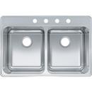 FHP Kindred Satin 33 x 22 in. 4-Hole Stainless Steel Double Bowl Drop-in Kitchen Sink 