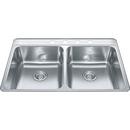 FHP Kindred Satin 33 x 22 in. 4-Hole Stainless Steel Double Bowl Drop-in Kitchen Sink 