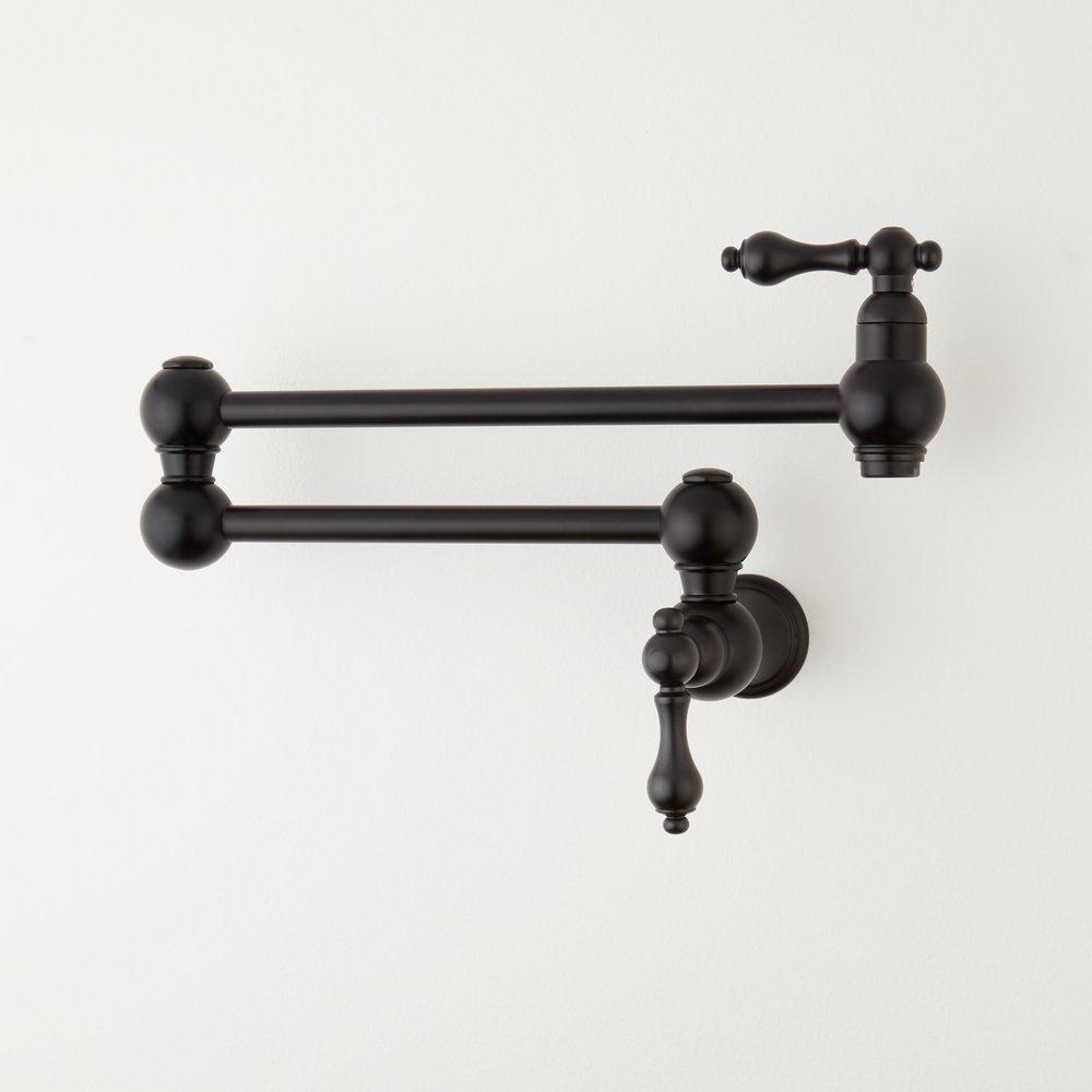 Signature Hardware Matte Black Two Handle Lever Pot Filler 