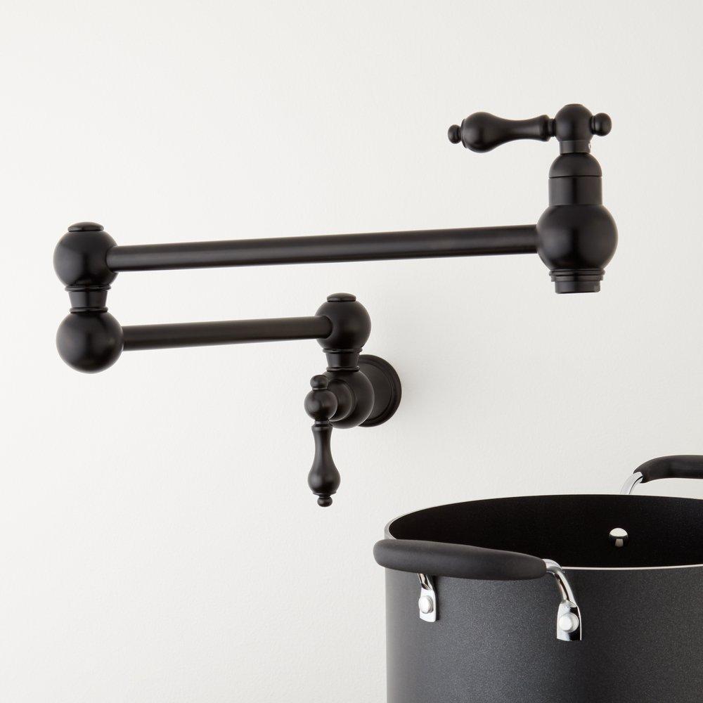 Signature Hardware Matte Black Two Handle Lever Pot Filler 