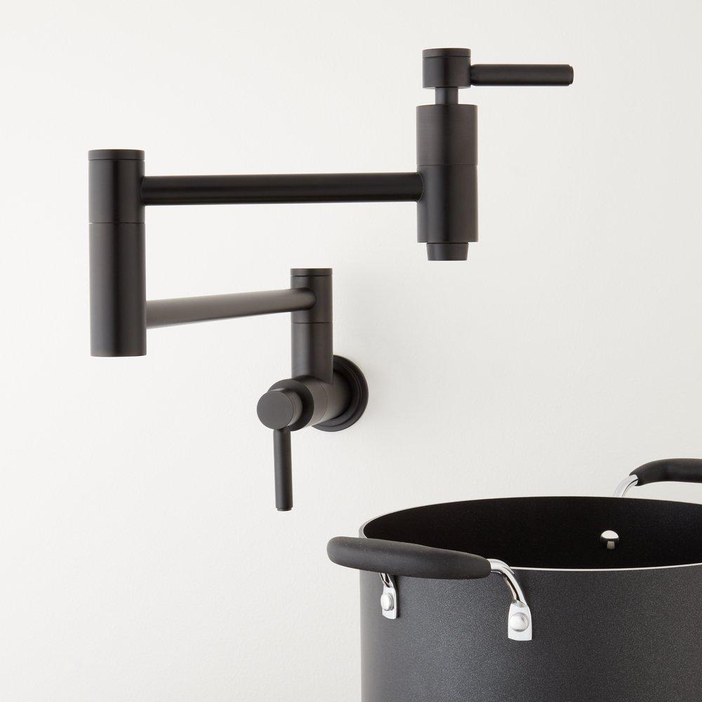 Signature Hardware Matte Black Wall Mount Pot Filler 