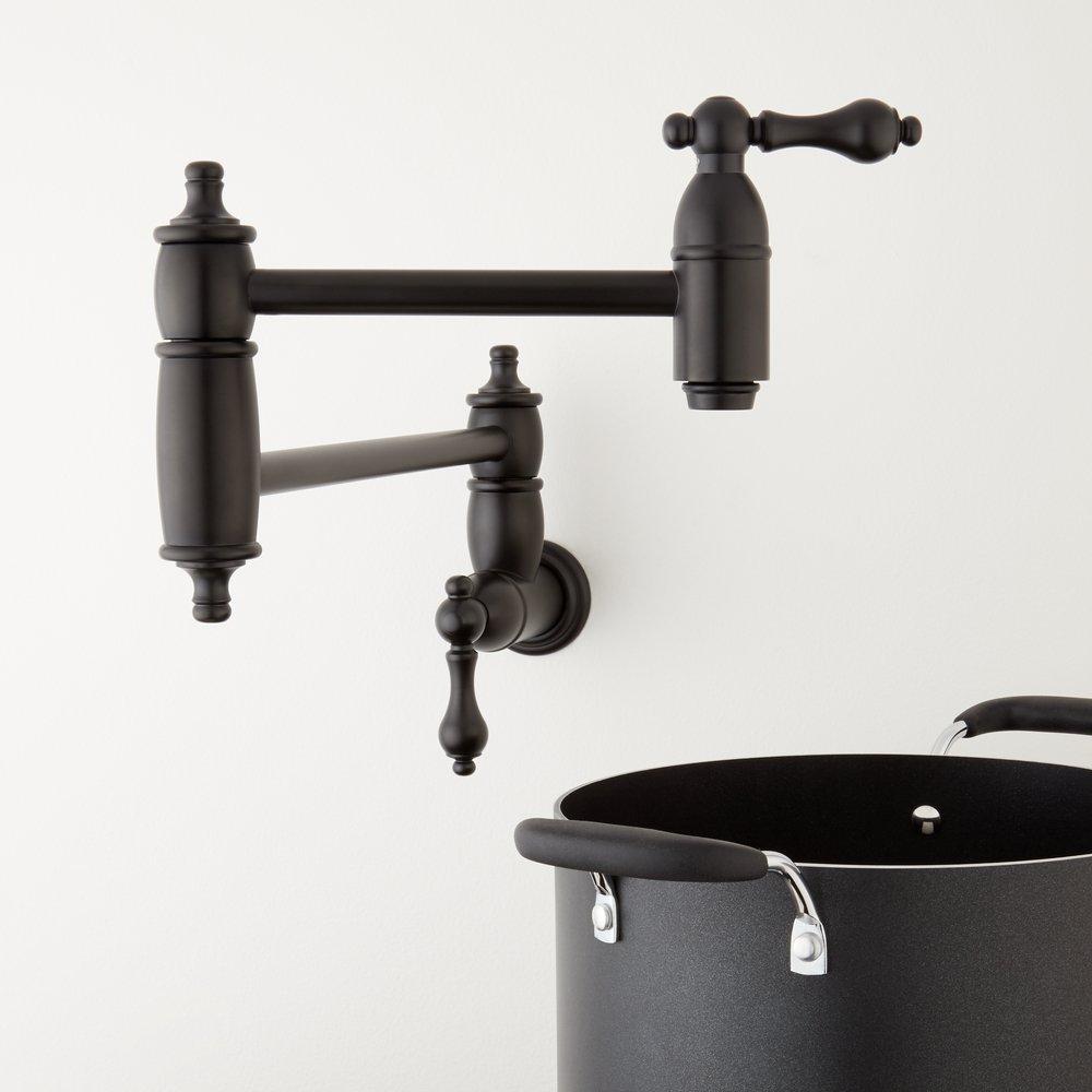 Signature Hardware Matte Black Two Handle Lever Pot Filler 