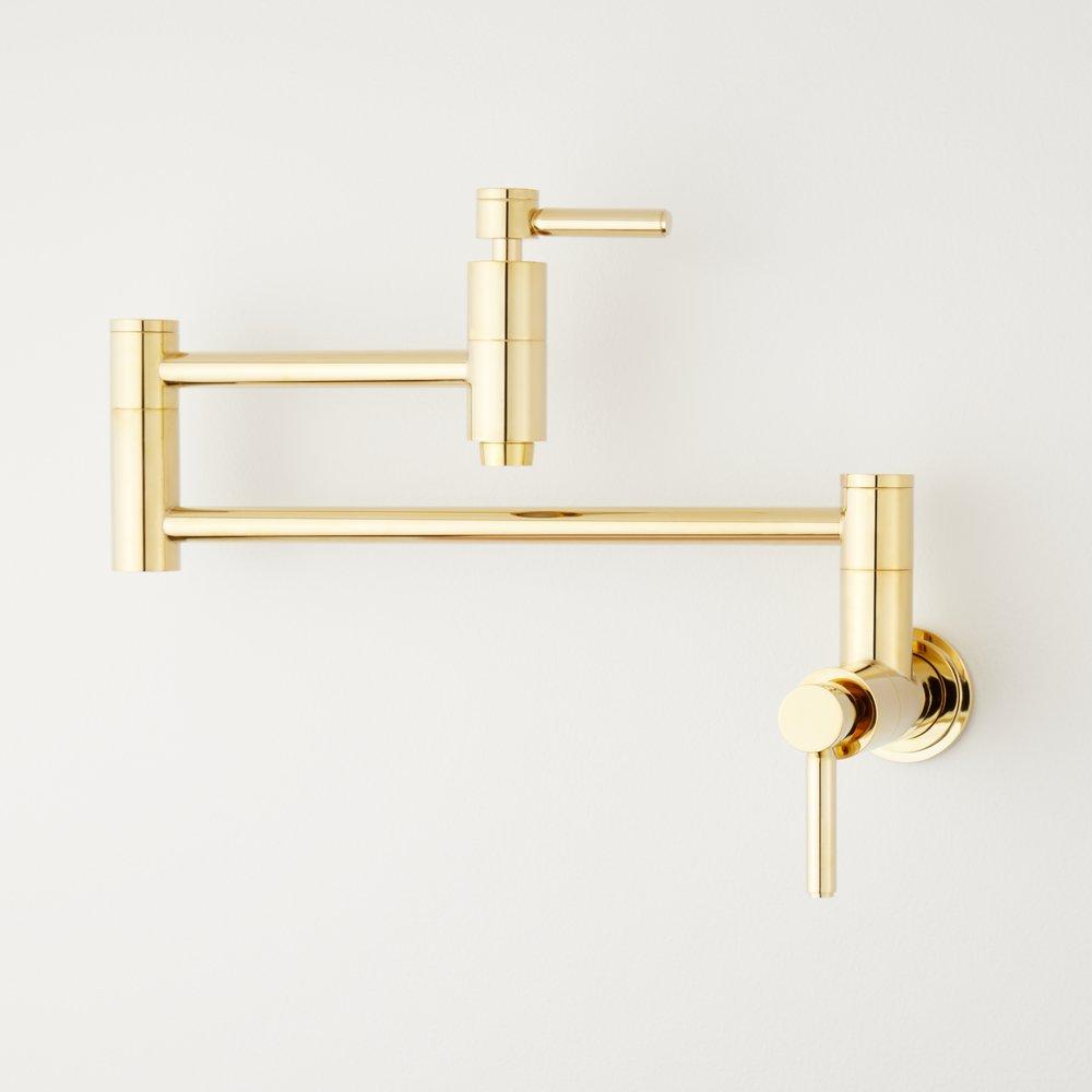 Signature Hardware Polished Brass Two Handle Lever Pot Filler 