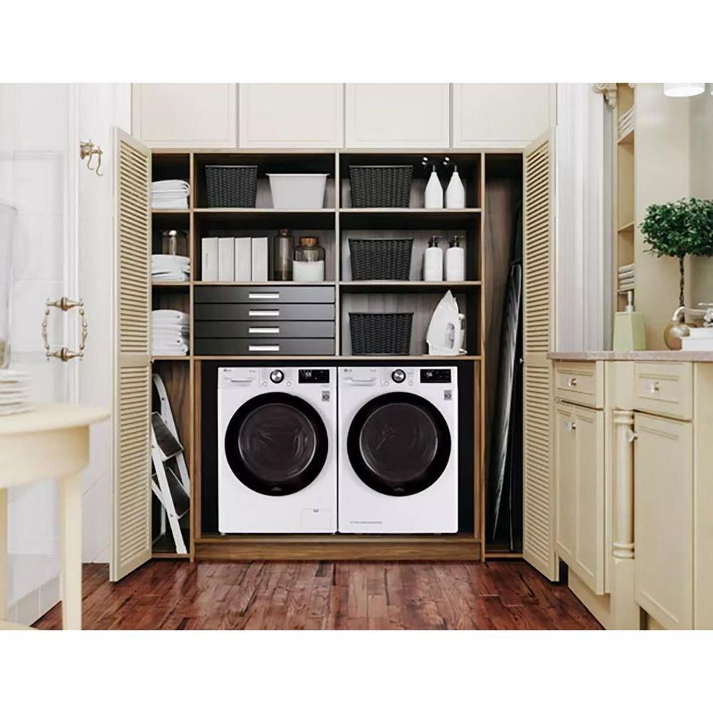 LG White 24 x 26-3/8 in. 240/208V 4.2 cu. ft. Electric Front Load Dryer 
