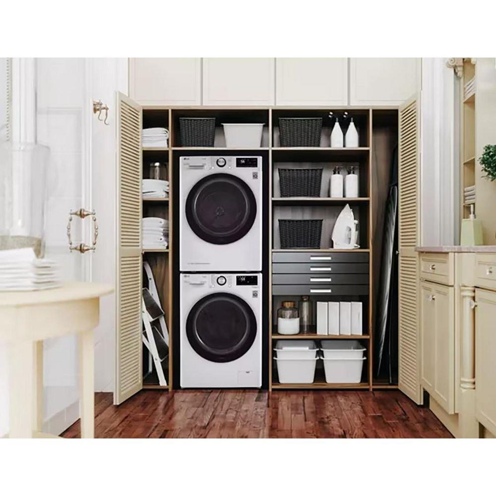 LG White 24 x 26-3/8 in. 240/208V 4.2 cu. ft. Electric Front Load Dryer 