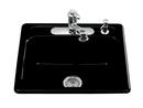 25 x 22 in. 3 Hole Cast Iron Single Bowl Drop-in Kitchen Sink in Black Black™