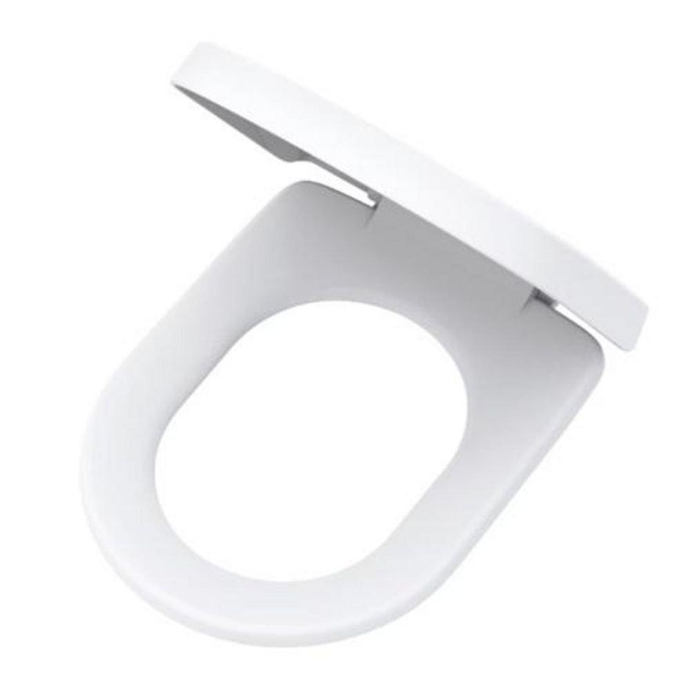Elongated Square-Back Soft Close Toilet Seat in White for Gerber Wicker Park Toilets 