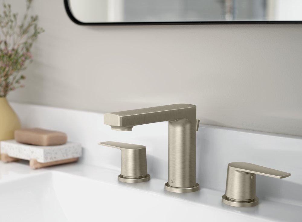 Cleveland Faucet Group Brushed Nickel Two Handle Widespread Bathroom Sink Faucet Lever Handle 