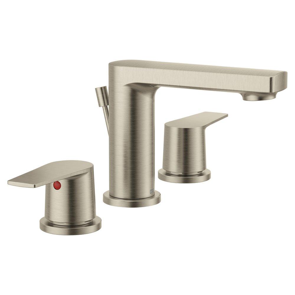 Cleveland Faucet Group Brushed Nickel Two Handle Widespread Bathroom Sink Faucet Lever Handle 