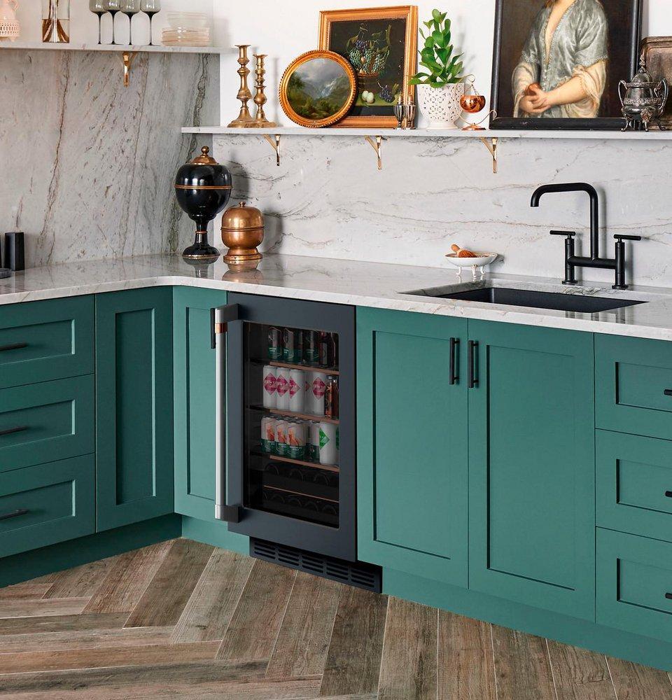 Cafe&trade; Matte Black/Brushed Stainless 23-3/4 in. 5.1 cu. ft. Beverage Cooler 