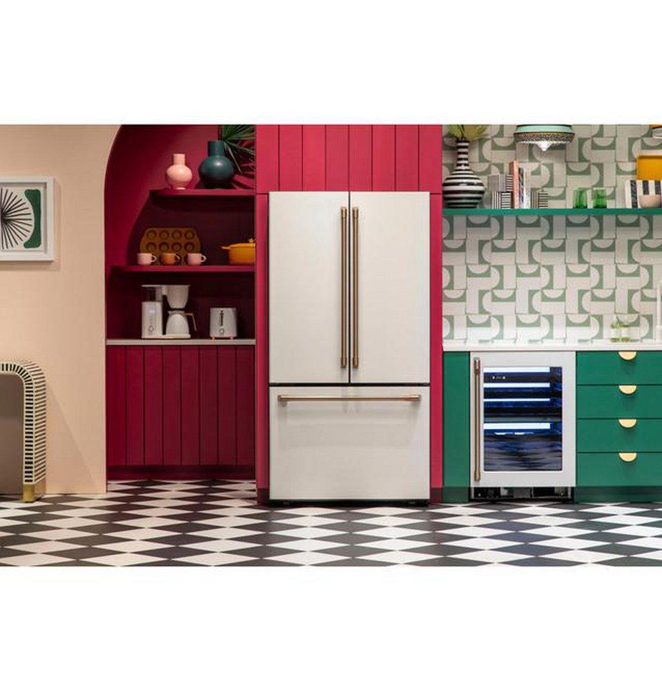 Cafe&trade; Stainless Steel/Brushed Stainless 34-1/8 x 23-3/4 in. Built-in and Freestanding Wine Cooler 