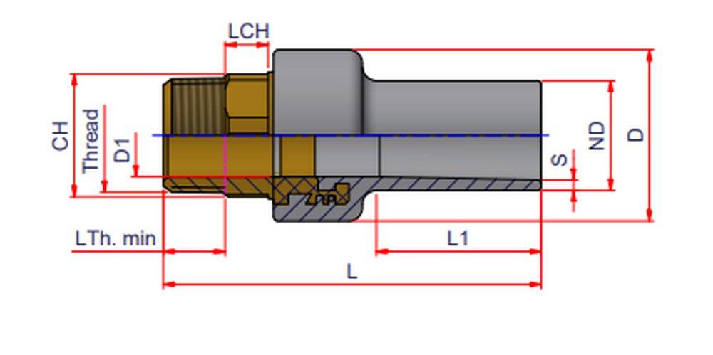 NIRON Grey Insert x IPS Spigot Schedule 40 PVC Adapter 
