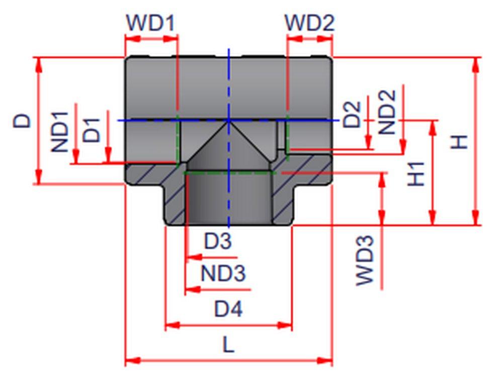 NIRON Grey Socket Fusion Plastic Reducing Tee 