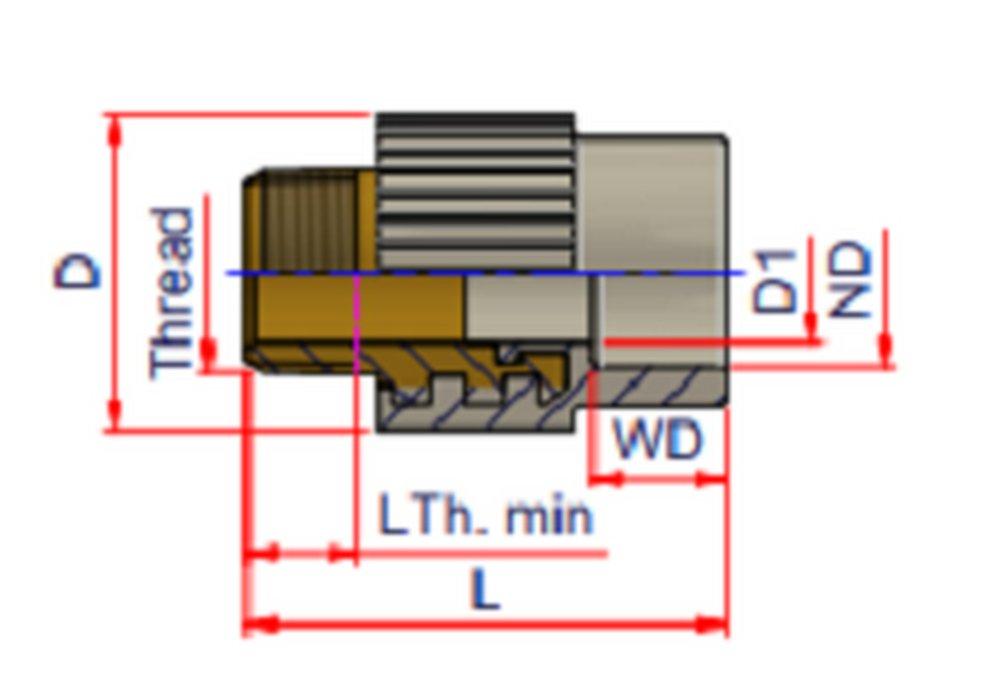 NIRON Grey MPT Plastic Adapter 