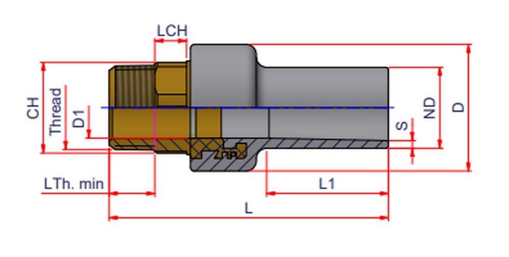 NIRON Grey MPT Polypropylene and Nylon Adapter 
