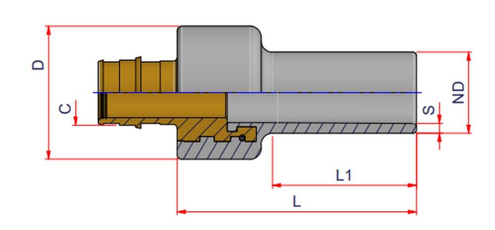 NIRON PEX Crimp x Socket Weld Brass and Plastic Adapter 