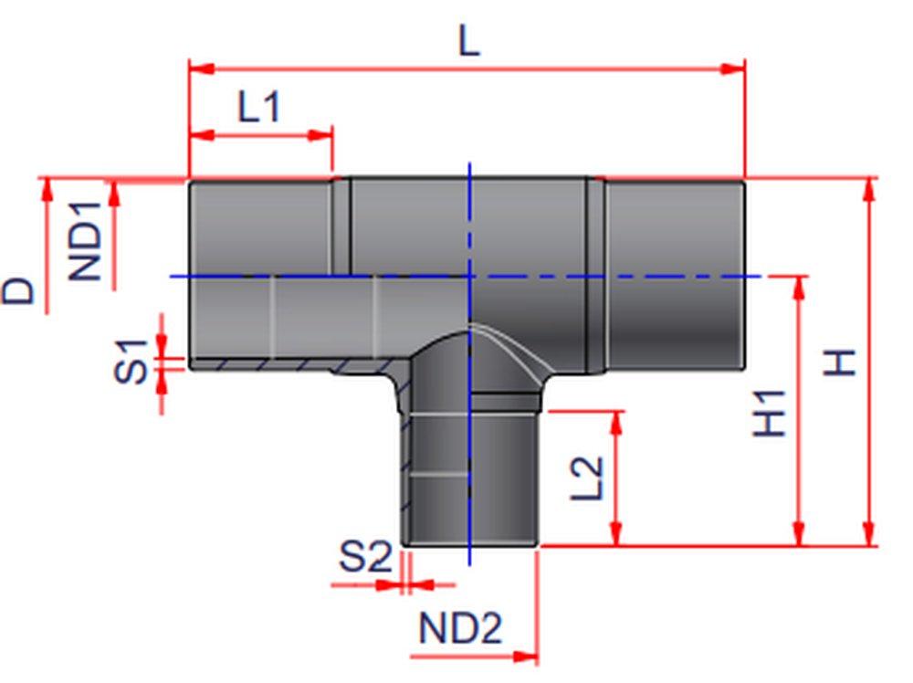 NIRON Grey Butt Fusion and Electrofusion SDR 11 PP-RCT Long Spigot Reducing Tee in Grey 