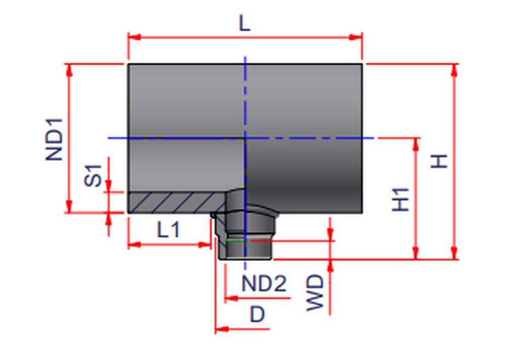 NIRON Grey Butt Fusion or Electrofusion x Butt Fusion or Electrofusion x Socket Fusion Plastic Reducing Tee 