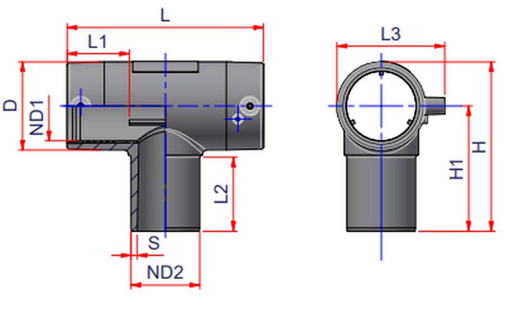 NIRON Grey Electrofusion x Electrofusion x Spigot Plastic Tee 
