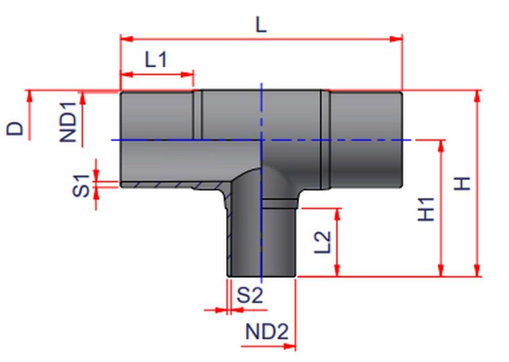 NIRON Grey Spigot x Butt Fusion or Electrofusion x Butt Fusion or Electrofusion Plastic Reducing Tee 