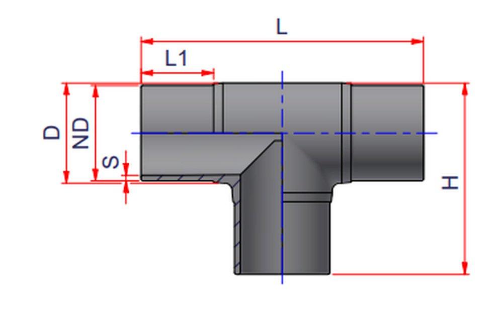 NIRON Grey Butt Fusion or Electrofusion x Butt Fusion or Electrofusion x Spigot Plastic Tee 