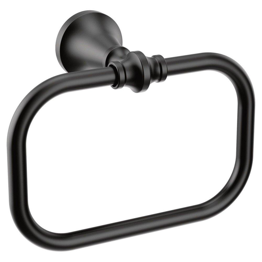 Rectangular Closed Towel Ring in Matte Black 