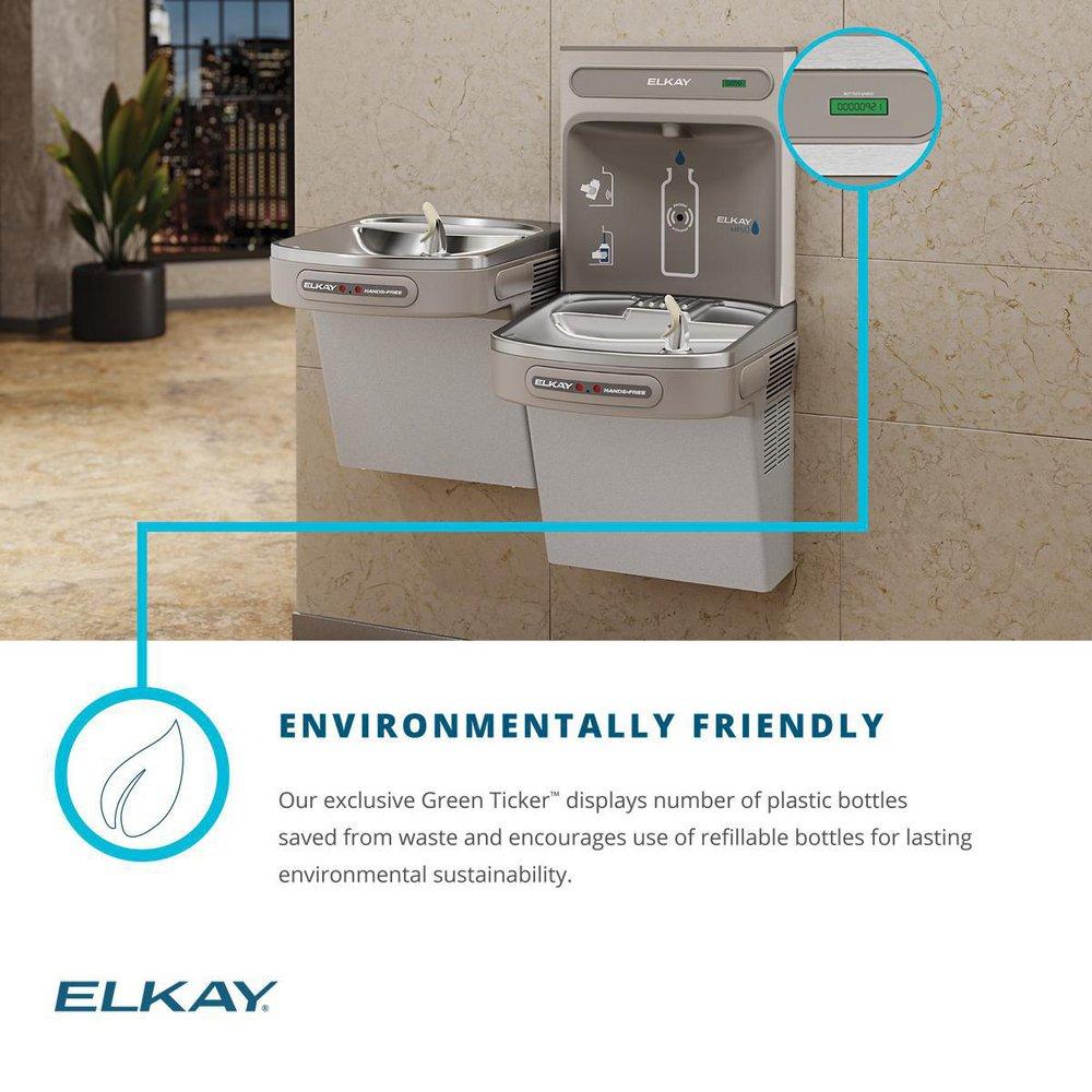 Elkay Light Grey Granite Stainless Steel Indoor Bottle Filling Station 
