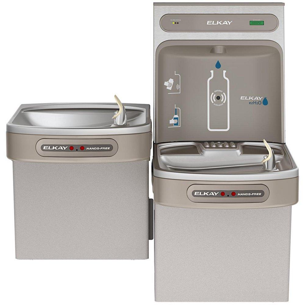 Elkay Light Grey Granite Wall Mount Indoor Bottle Filling Station with Bi-Level ADA Cooler 