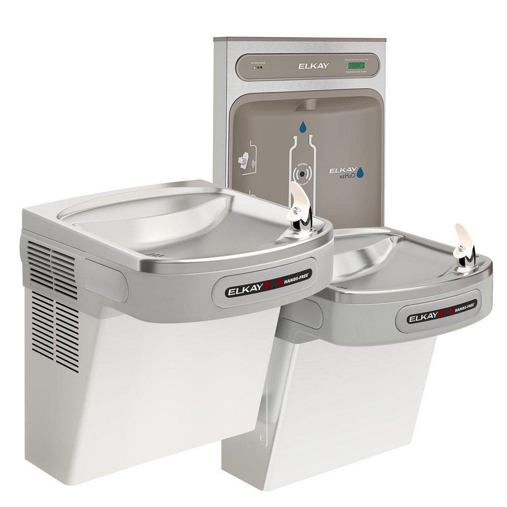 Elkay Light Grey Granite Stainless Steel Indoor Bottle Filling Station 