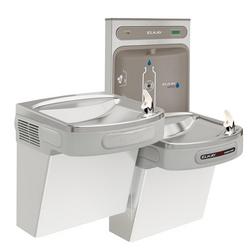Filtered Refrigerated Bottle Filling Station with Bi-Level Water Cooler in Light Gray Granite