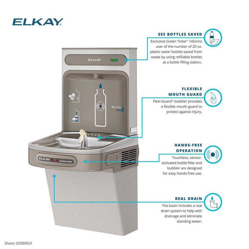 Elkay Light Grey Granite Vinyl Clad Steel 8 gph Wall Mount Indoor Bottle Filling Station 