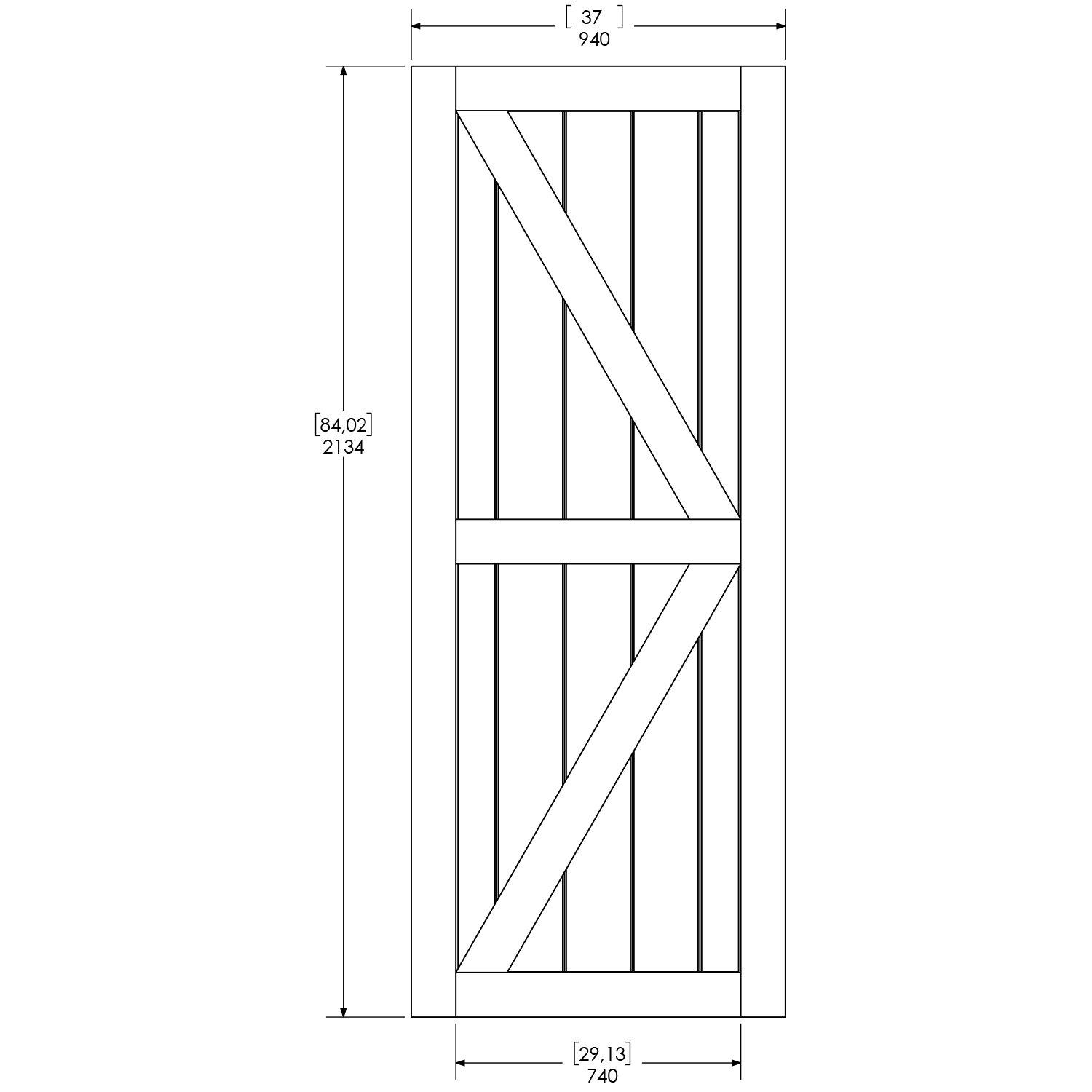 Colonial White 37 x 84 in. Barn Door Hardware Kit 