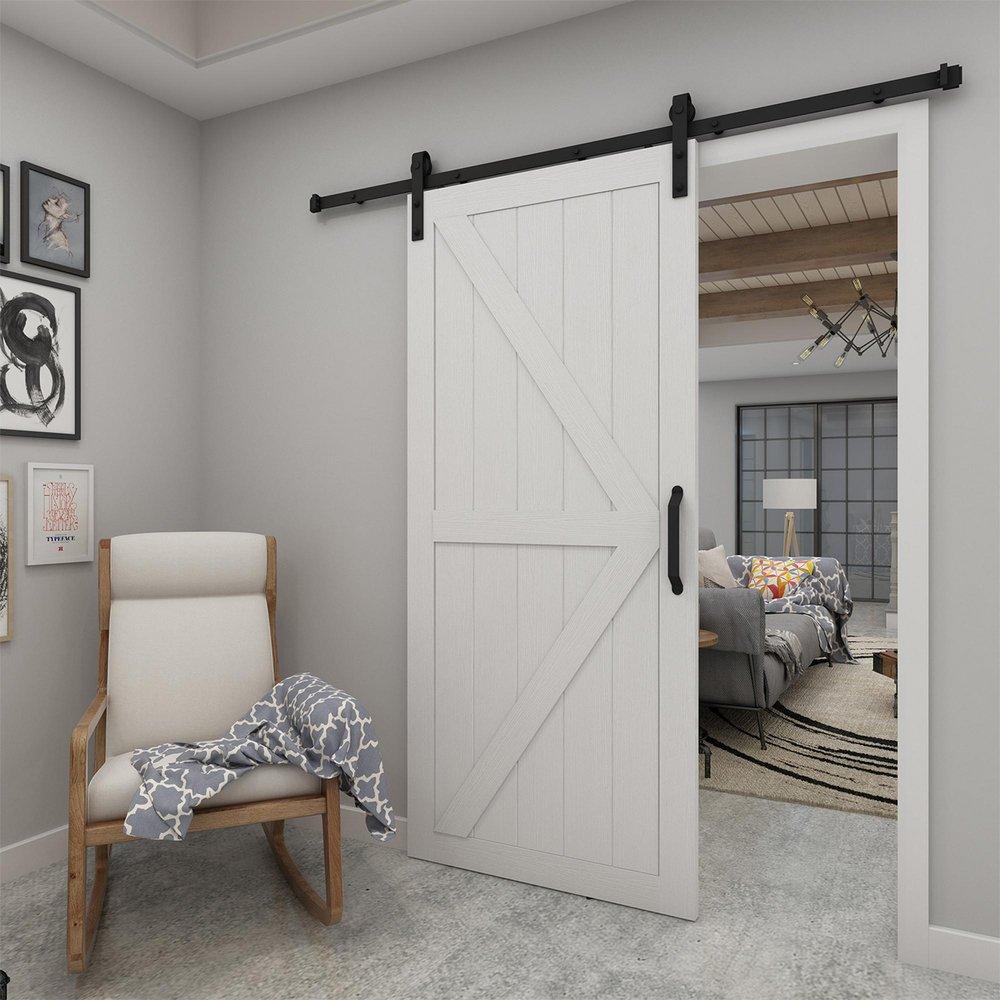 Colonial White 37 x 84 in. Barn Door Hardware Kit 