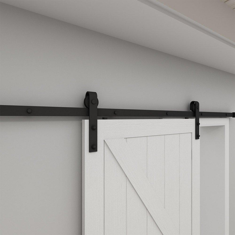 Colonial White 37 x 84 in. Barn Door Hardware Kit 