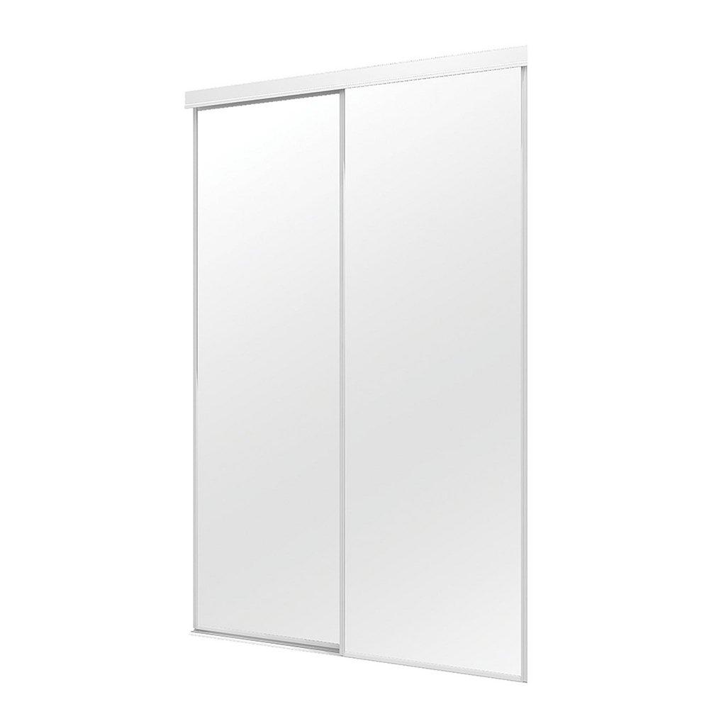 Colonial White 96 in. Bi-Pass Door with Frame in White 