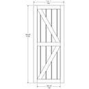 Colonial White 37 in. Barn Door in White 