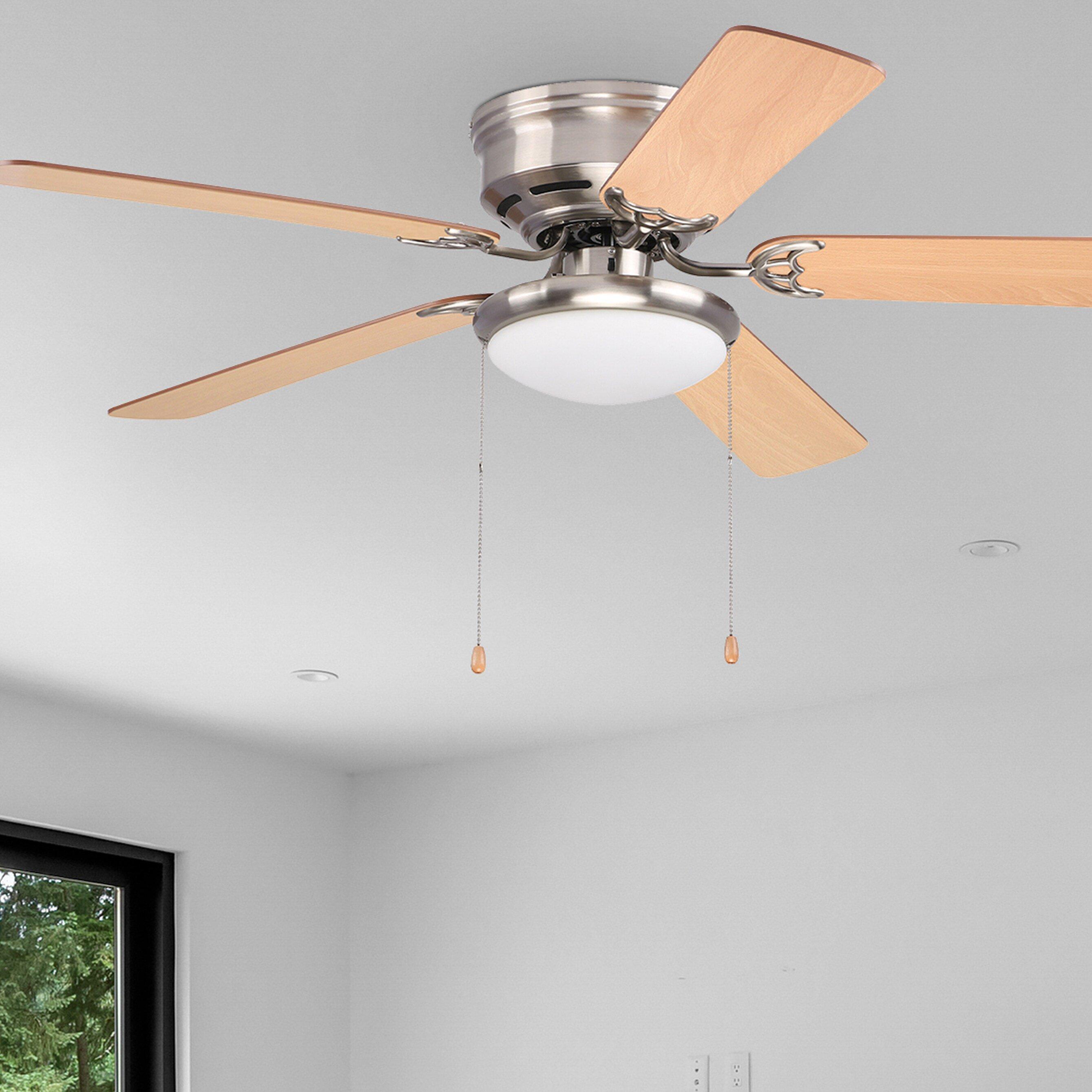 Westcraft Brushed Nickel 52 in. Hugger Mount 5-Blade Ceiling Fan 2-Light 